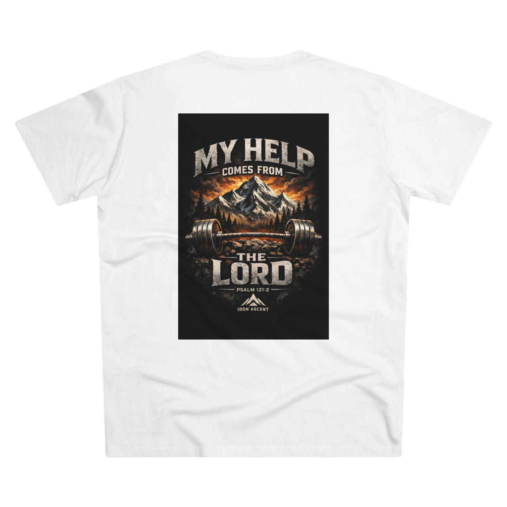 Men's 'My Help Comes From the Lord' Iron Ascent T-Shirt — Faith & Fitness Graphic Tee