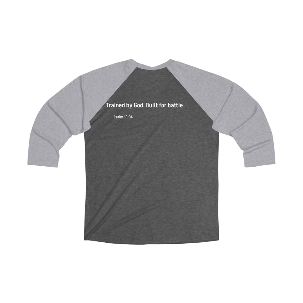 Iron Ascent Raglan Tee — 'Iron Ascent' Fitness Baseball Shirt with Back Quote "Trained by God. Built for battle."